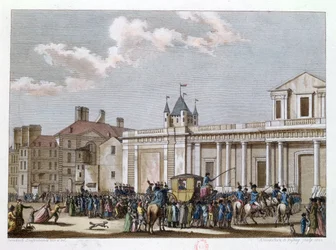 Louis XVI (1754-93) et sa famille emmenés au Temple, 13 août 1792, gravé par Reinier Vinkeles (1741-1816) et Daniel Vrydag (1765-1822) 1801
